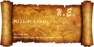 Milich Ervin névjegykártya